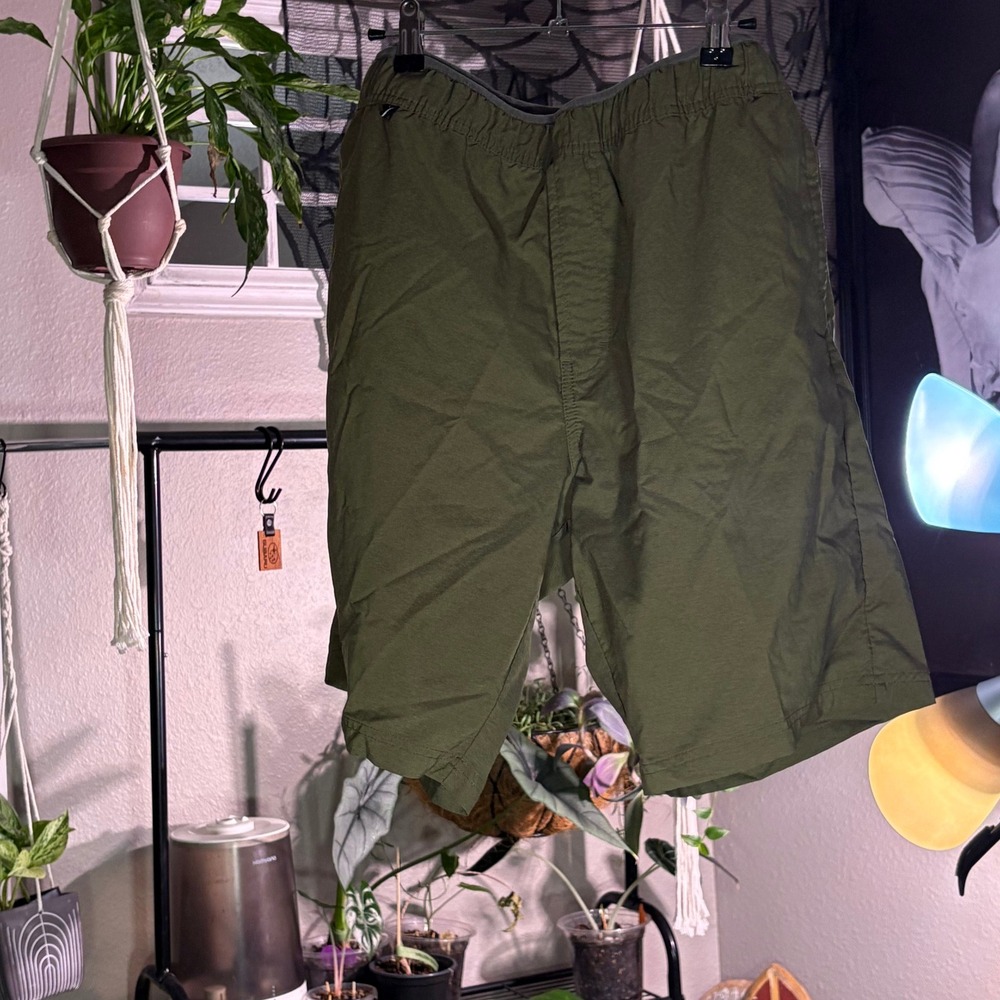 Mens Olive Green Cargo Shorts Elastic Waist Pockets Casual Outdoor Size XL